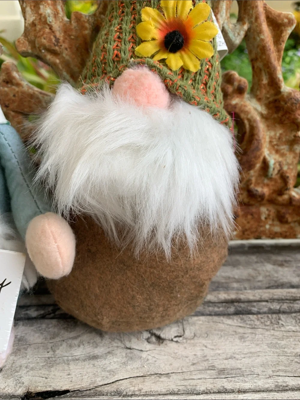 Sunflower Gnome Holding “You are my Sunshine” Sign and Brown Gnome